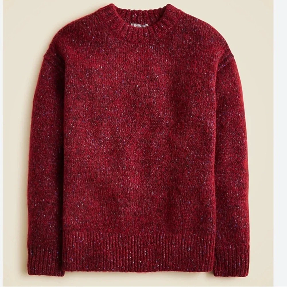 J. Crew Relaxed Crewneck Pullover NWOT Red Multi Wool Oversized Women’s XS